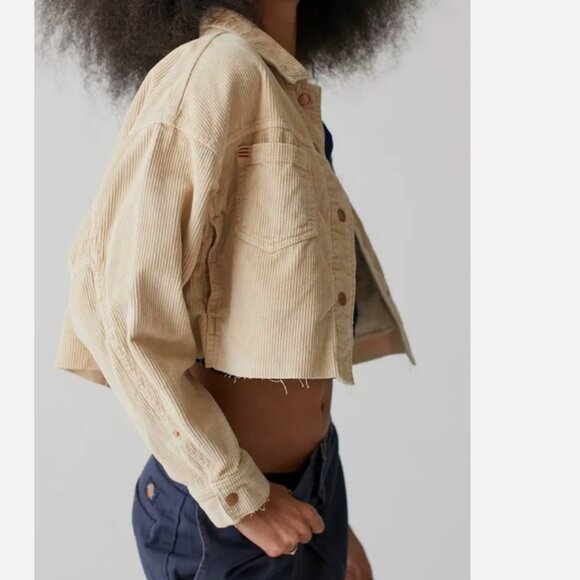 RSQ Corduroy Cropped Raw Edge Shacket Size Medium - Picture 2 of 6